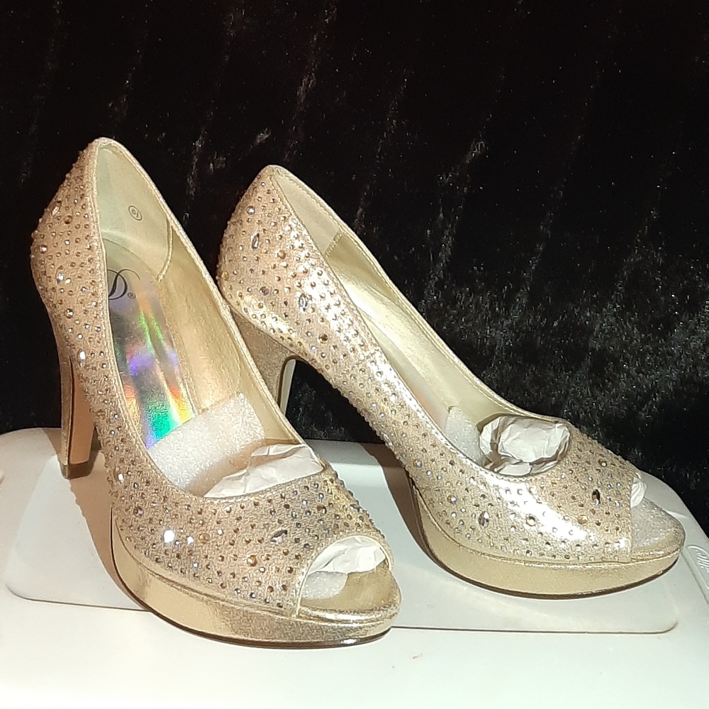 Champagne Bejeweled heels
